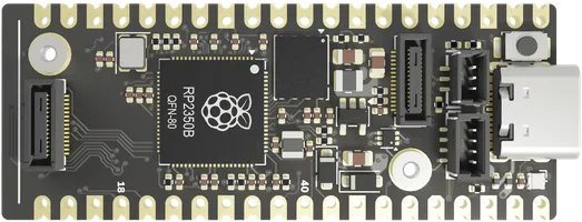Top view of the Pluto S board, turned on its side